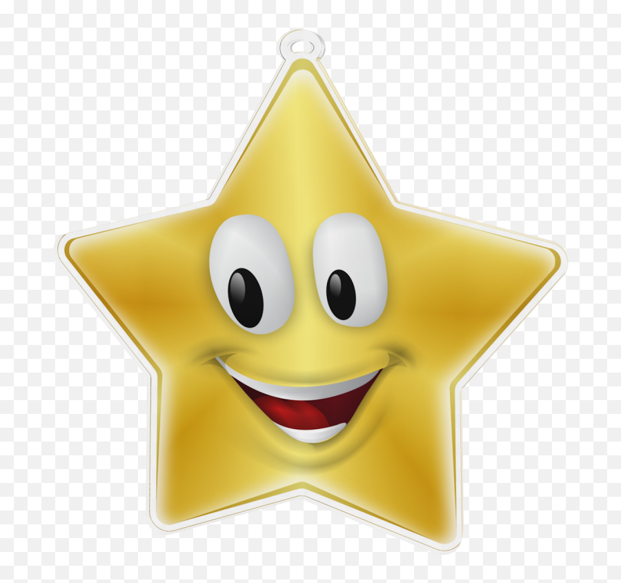 Happy Face Mini Star Gold Medal - Happy Emoji,Red And Yellow Star Emoticon