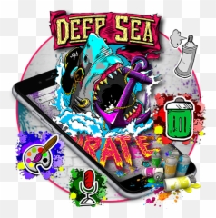 2021 Pirate Shark Graffiti Theme Pc Android App - Language Emoji,Shark Emoji Android