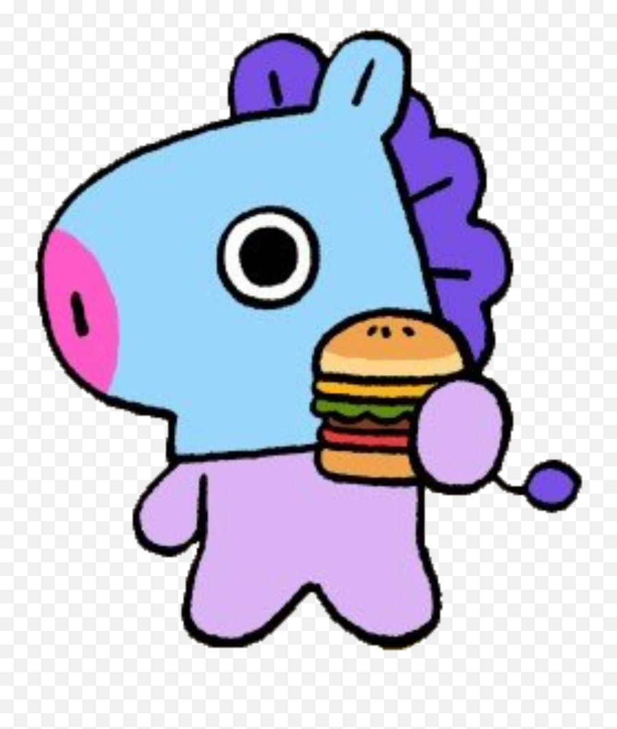 Mang Bt21 Burger Jungkook Bt21 Sticker - Wallpaper Emoji,Full Tummy Emoji