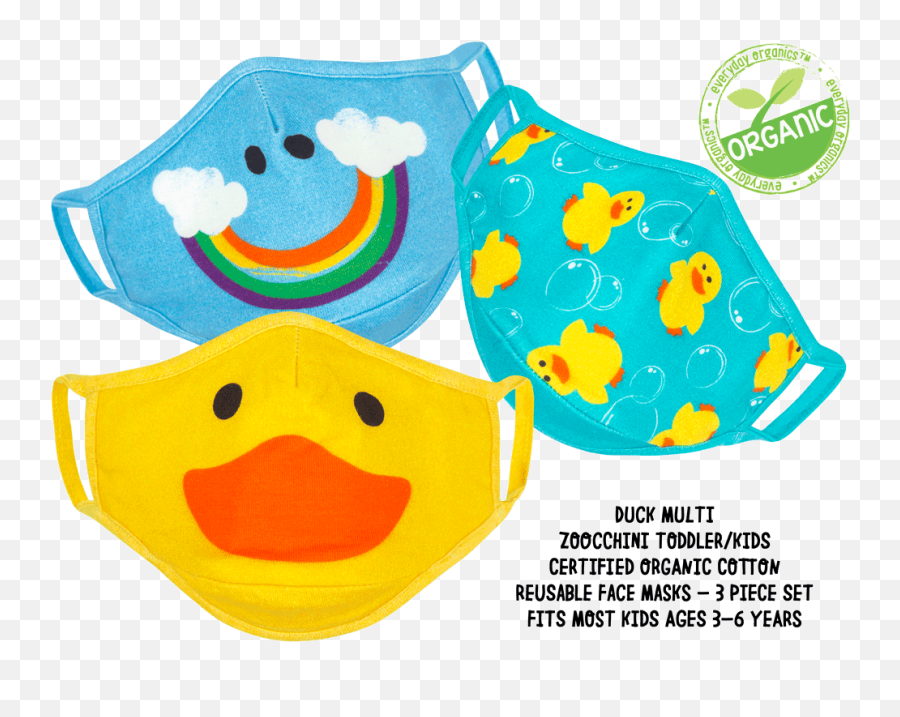 Zoocchini - Reusable Organic Kids Face Masks One Size 3 3 Pack Zoocchini Reusable Organic Kids Face Masks Emoji,<3 Emoticon