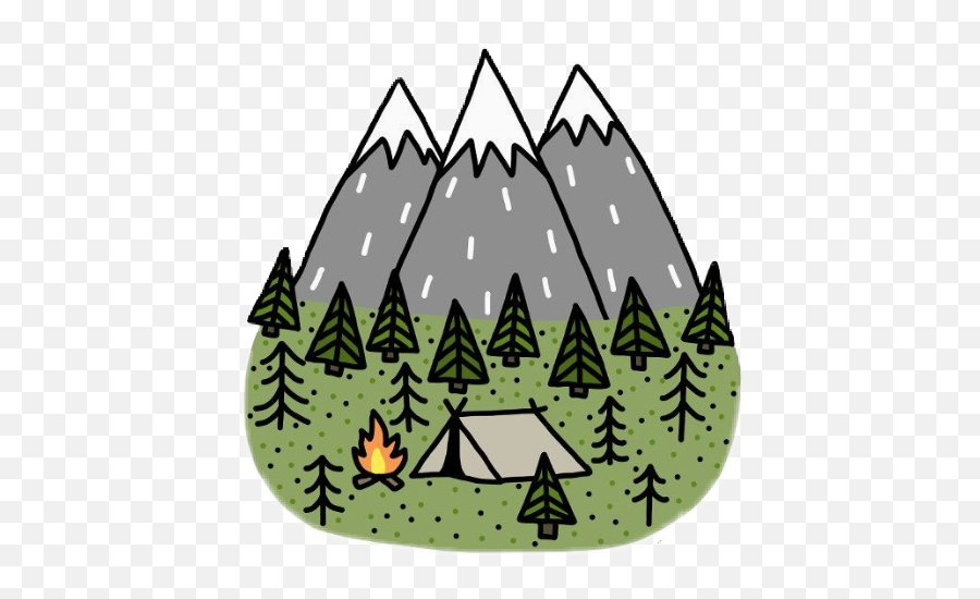 Grass Camping Tent Tree Sticker By Ioana - Cute Camping Sticker Emoji,Tree Fire Emoji
