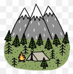 Grass Camping Tent Tree Sticker By Ioana - Cute Camping Sticker Emoji,Tree Fire Emoji