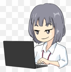 Girl Using Laptop Clipart Vector Transparent Png Png Mart Emoji,How Do You Type Emojis, Using A Laptopl