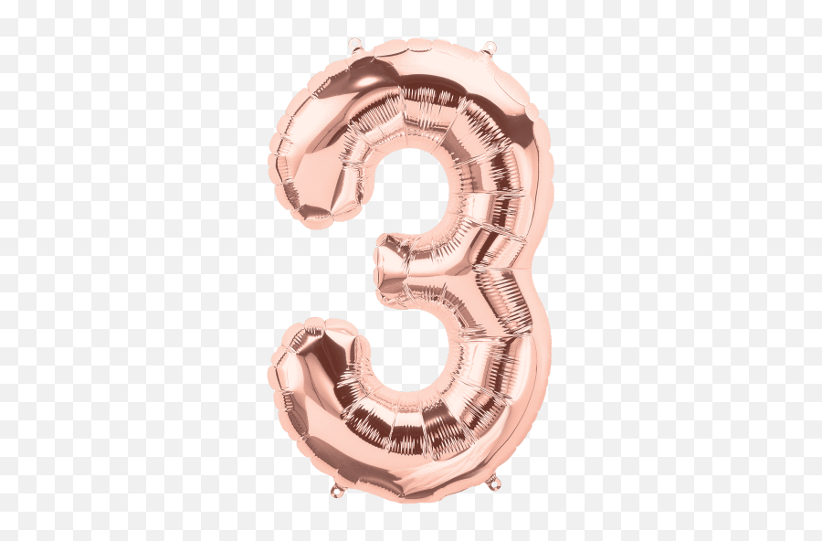 Rose Gold Foil Balloon - Balloon Number 3 Rose Gold Emoji,3 Red Balloons Emoji