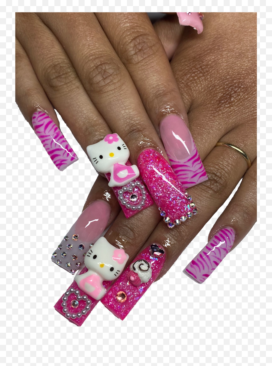 Discover Trending Nails Stickers Picsart - Hello Kitty Acrylic Nails Tips Emoji,How To Make Nail Emojis On Facebook