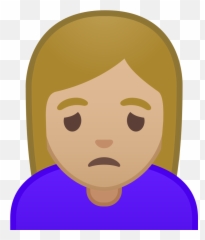 Woman Frowning Medium Light Skin Tone Icon Noto Emoji - Emoji De Persona Triste,Woman Shrugging Emoji
