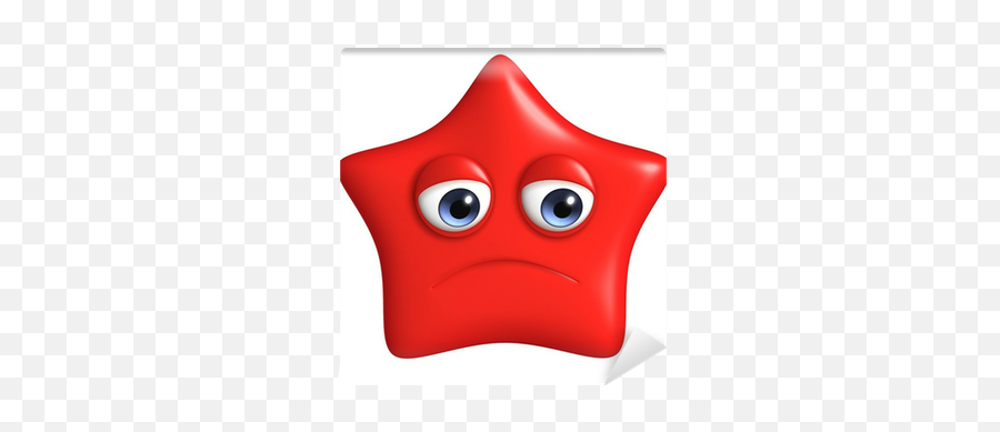 Wall Mural Red Star - Pixersus Emoji,Flushed Sad Emoji
