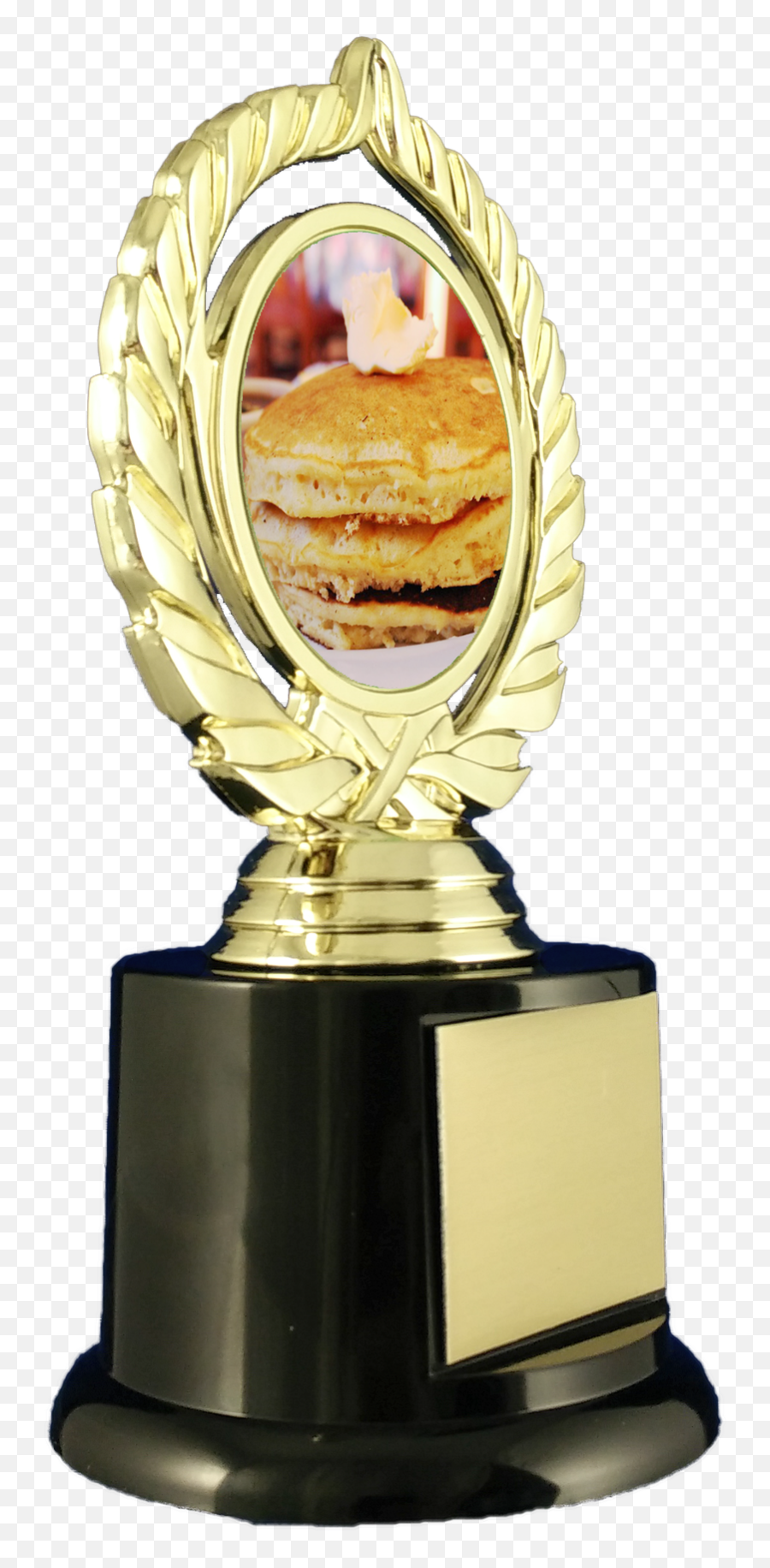Pancake Trophy On Black Round Base Emoji,Victory Hand Emoji Apple Png