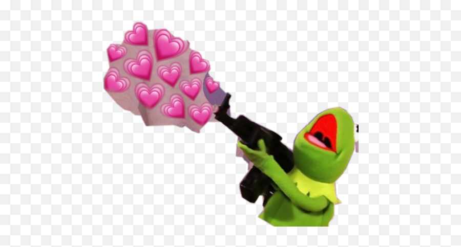 Kermit Heart Gun Sticker - Kermit With A Gun Transparent Emoji,Kermit Heart Emojis