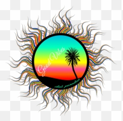 Art Palm Tree Sunset Ocean - Sunset Palm Tree Beach Logo Emoji,Emotion Art Trees