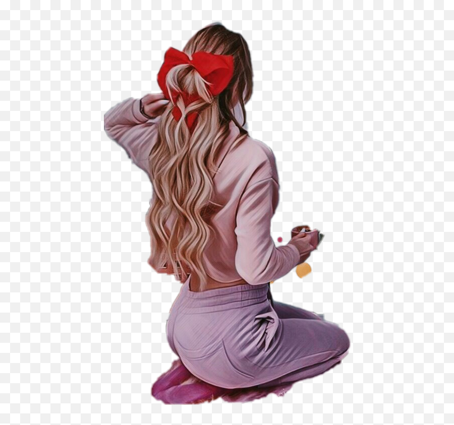Blonde Back Kneeling Pink Longhair - Kneeling Emoji,Kneeling Emoji