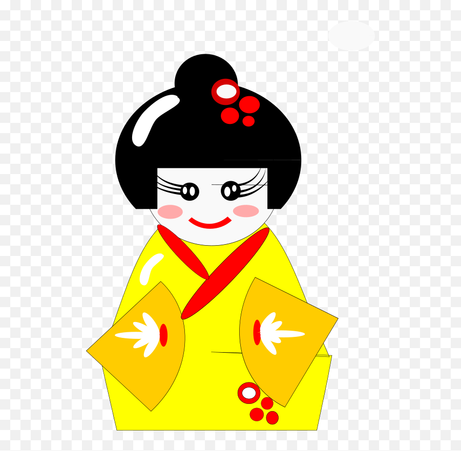 Medium Image - Geisha In Yellow Kimono 1 25 Magnet Cute Emoji,Japanese Hair Emoticon