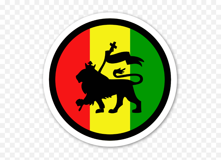 Rasta Lion Round Sticker Cores Rasta Leão Do Reggae - Rasta Lion Emoji,Jamaica Flag Emoji
