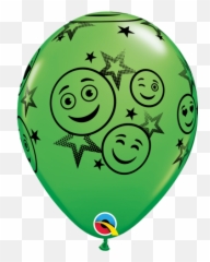 Smiley Faces - Green And Purple Balloon Emoji,Confetti Emoticon