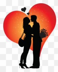 Valentine Kissing Lovely Couple Red Silhouette Citypng Emoji,Two Person Kissing Emoji