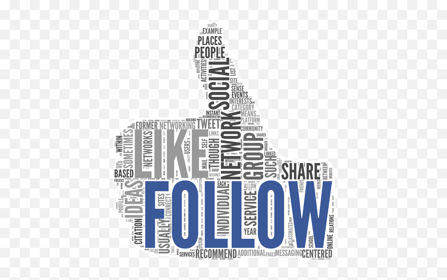 Follow Text Thumb Wall Sticker - Social Media Typography Poster Emoji,Emoticons For Facebook Wall