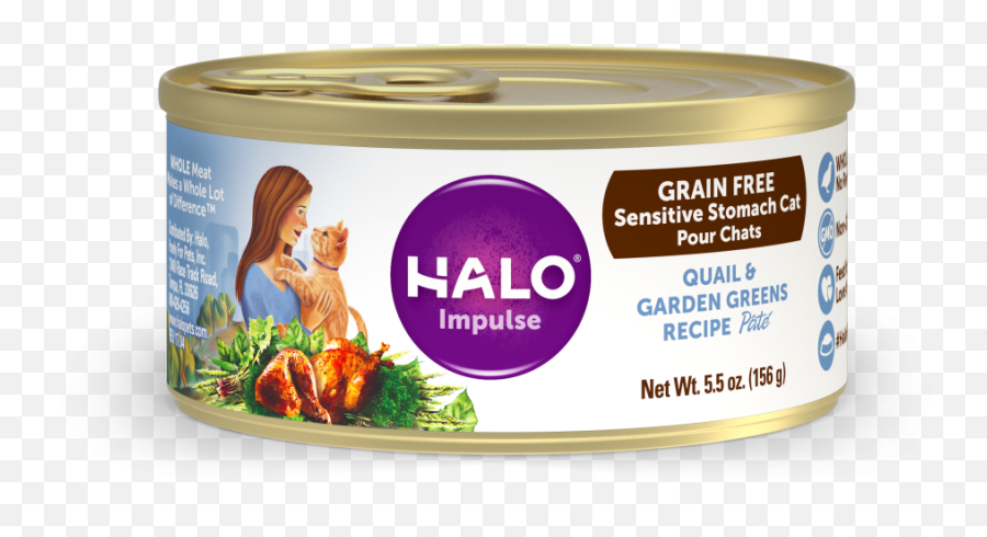 Halo Holistic Sensitive Stomach Grain Free Quail U0026 Garden Greens Pate Canned Cat Food - Cat Food Emoji,Dog Emoji Jerky