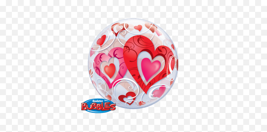22 Qualatex Bubble Balloon - Red Hearts U0026 Filigree U2014 Edu0027s Qualatex Bubbles Emoji,Pink Sparking Heart Emoji