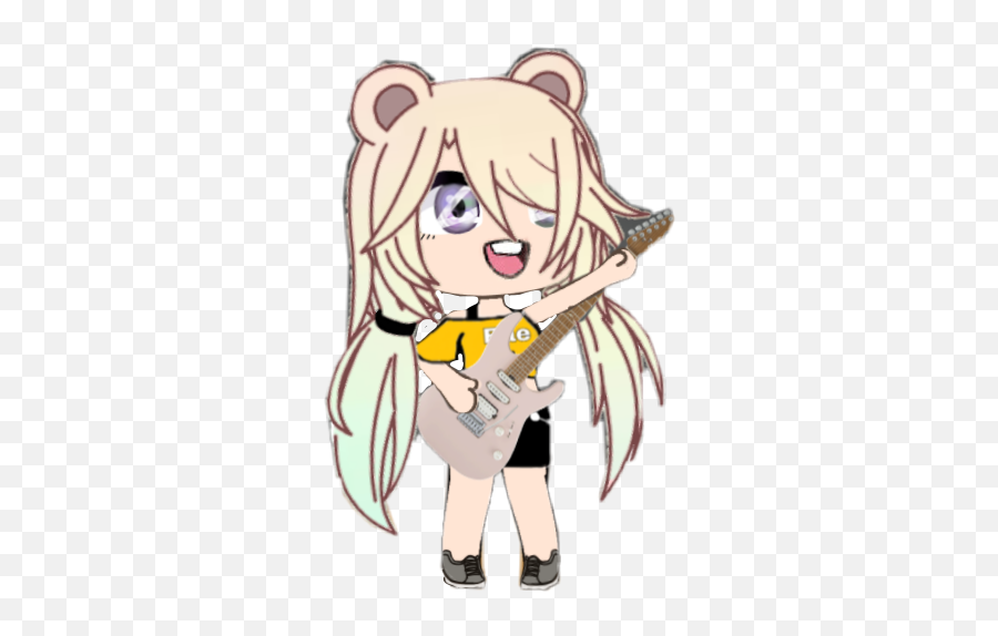 Musician Cute Girl Gacha Sticker By Gachaunknown - Fictional Character Emoji,Bear Playing Guitar Emoji