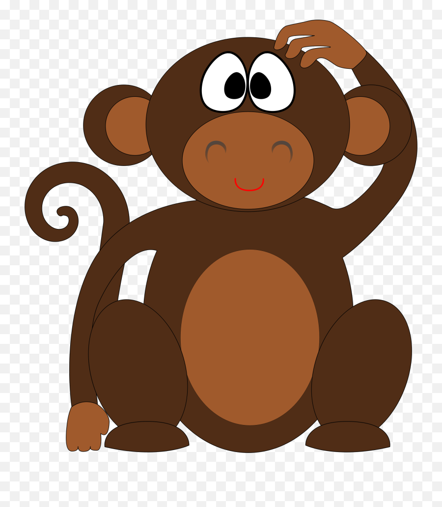 Cute Monkey Scratching Its Head Clipart Free Download - Animales De Color Cafe Animados Emoji,Scratching Head Emoji