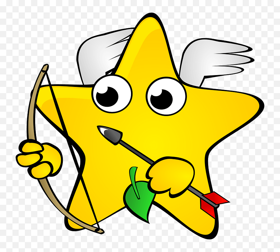 Star Cupid Arrow Character Clip Art - Gambar Animasi Bintang Lucu Emoji,Bigli Migli Emoticons