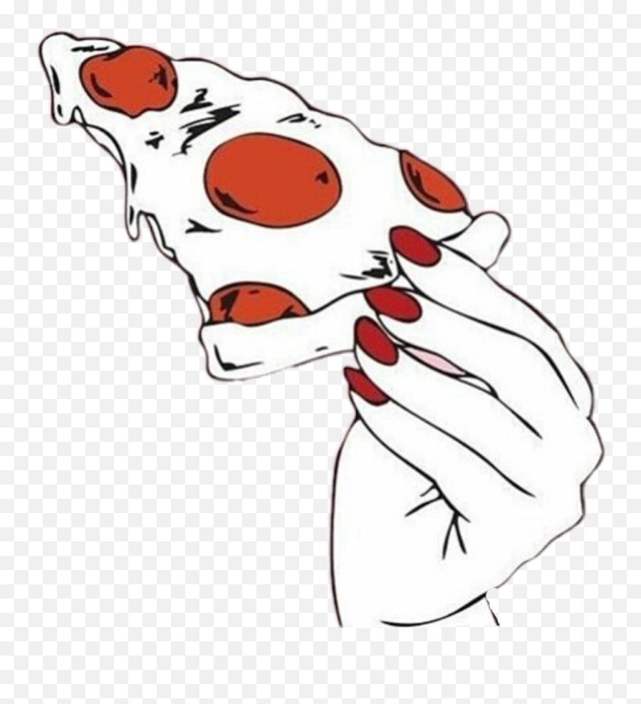 Fab Pizza Hand Sticker - Aesthetic Black And White Pizza Emoji,Fab 5 Emoji
