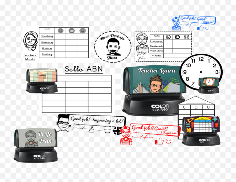 Sellos Profesores Personalizado U2013 Fanáticos Del Detalle - Output Device Emoji,Emoji Serio