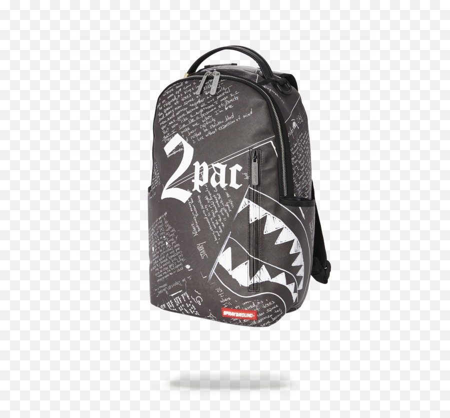 Sprayground Tupac Lyrics Shark Black Backpack - Very Rare Authentic 2pac New Sprayground Tupac Backpack Emoji,Black Emoji Backpack