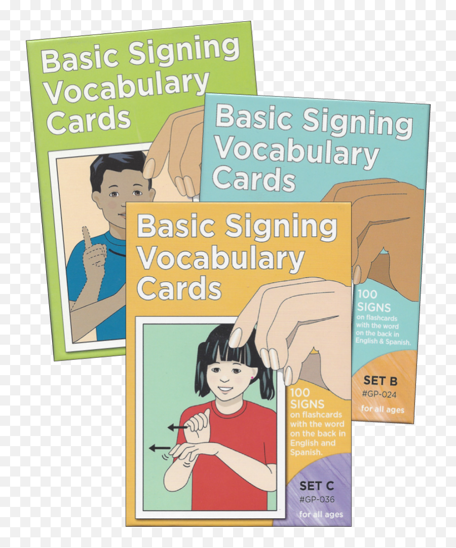 Basic Signing Vocabulary Sign Language Flash Cards Complete Set - Garlic Press Sign Language Emoji,Spanish Cue Cards With Emojis