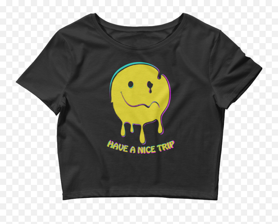 Have A Nice Trip Crop Tee Emoji,Olive Emoticon?