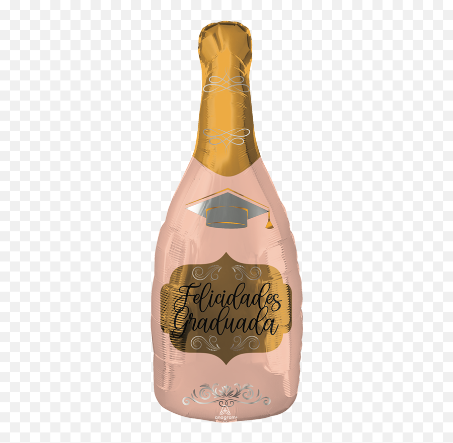 Globo Botella De Champaña Felicidades Graduada Rosa Con Helio 110 Emoji,Centros De Mesa De Emojis Faciles