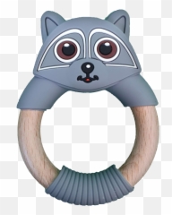 Kapai Kiwi Raccoon Wooden Teether Ring Emoji,Easel Stand Emoji