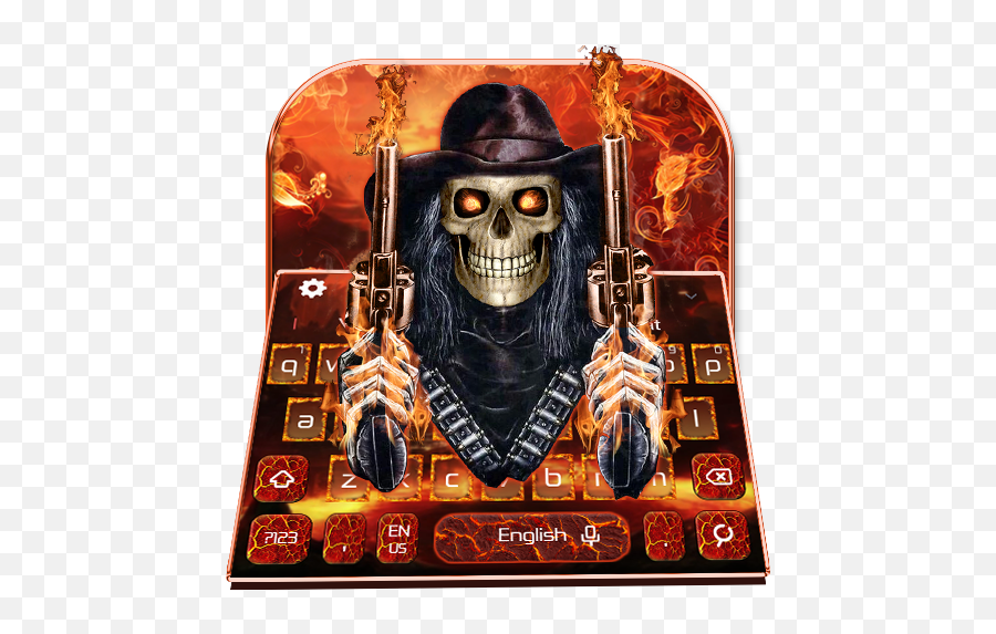 Horror Skull Cowboy Keyboard Theme - Scary Emoji,Skeleton Emojis