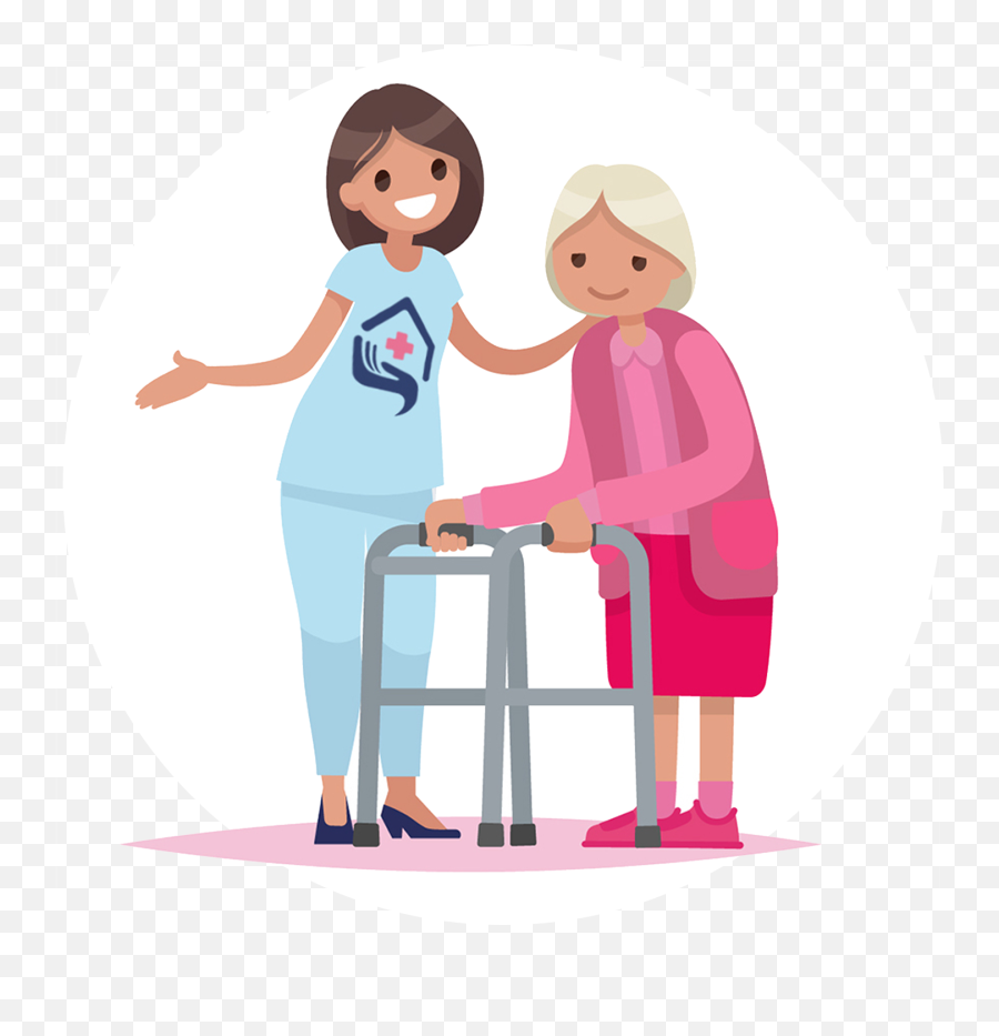 Nurse And Elderly Patient Cartoon - Nurse And Patient Cartoon Emoji,Nursing Emojis