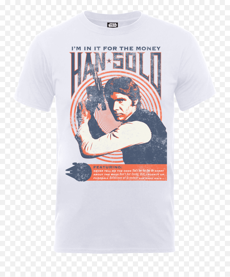 Star Wars Han Solo Retro Poster T - Shirt White Star Wars T Shirt Retro Emoji,Emoji Shirt And Joggers