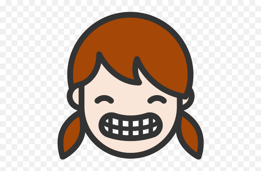 Smiling Emoticon With Raised Eyebrows And Closed Eyes Vector - Girl Icon Color Png Emoji,Eyes Open Laughing Emoji