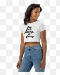 God Goals Growing Glowing Organic - Crop Top Emoji,White Emoji Crop Top