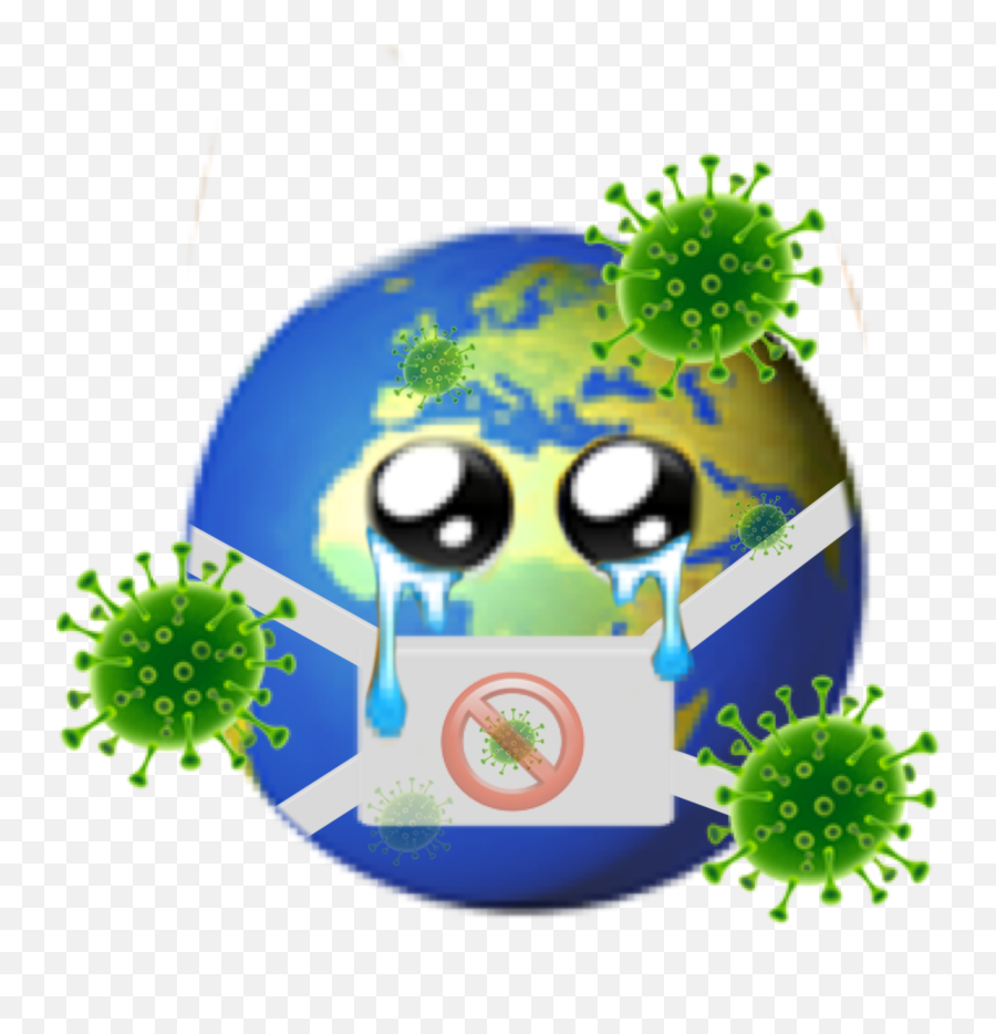 Earth Virus Mask Help Sad Sticker - Dot Emoji,Mask Emoji Iphone