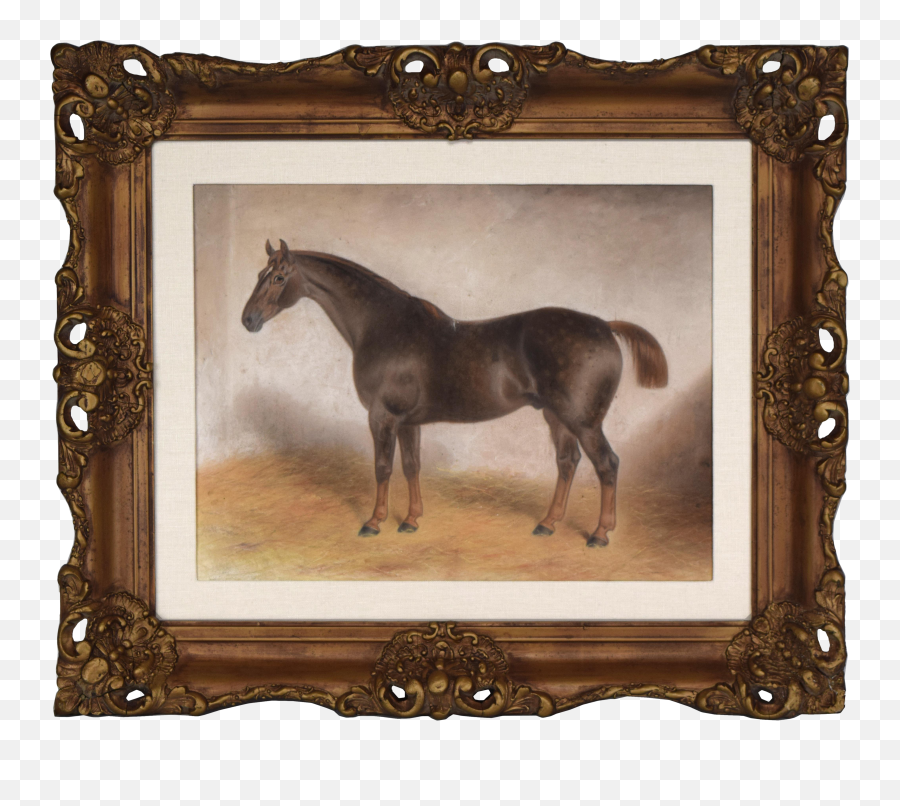 19th Century English Pastel Race Horse Portrait Painting Emoji,Facebook Racehorse Emoticon