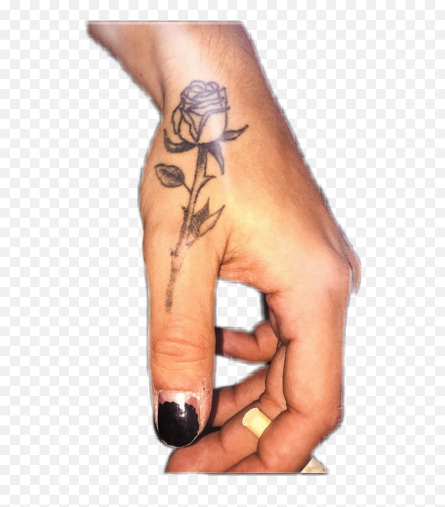 Rose Rosetattoo Tattoo Hand Sticker - Nail Polish Emoji,Emoji Tattoo