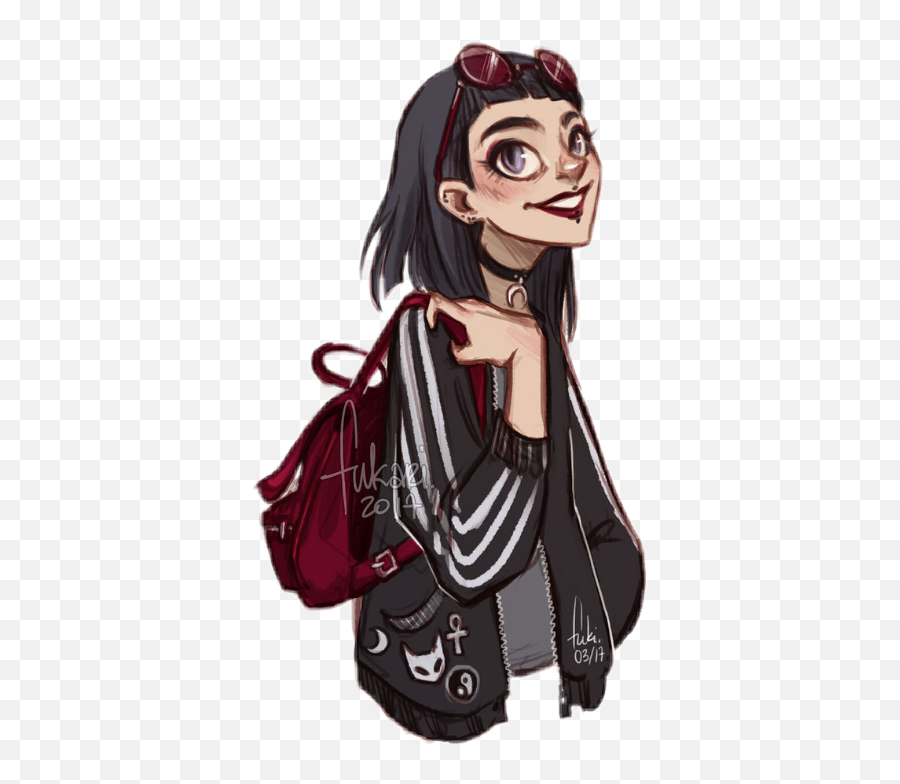 Goth Grungegirl Punk Rock Sticker - Fictional Character Emoji,Emo Rock Emojis