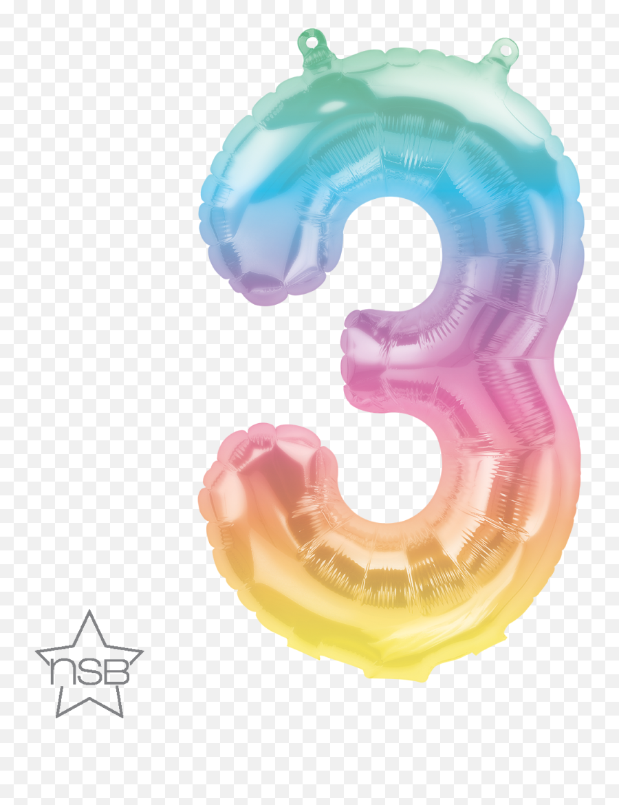 Airfill Only Number 3 Jelli Ombre - Number Three Png Balloon Emoji,3 Red Balloons Emoji