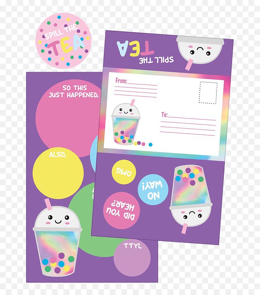 Bubble Tea Foldover Cards - Dot Emoji,Boba Emoji