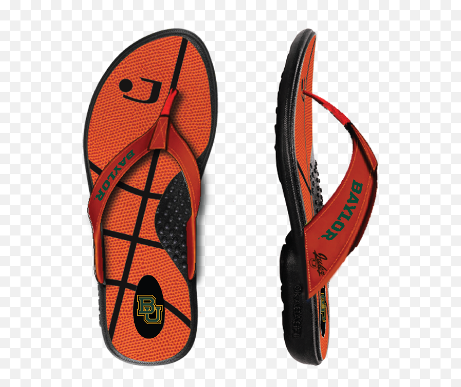 Baylor Bears Basketball Flip Flops - Round Toe Emoji,Jayhawk Emoji