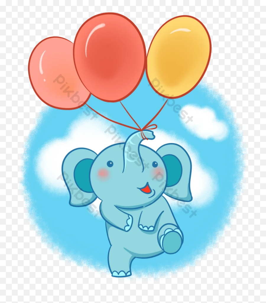 Cartoon Baby Elephant Balloon Png Element Png Images Psd - Balloon Emoji,Elephant Emoticon For Facebook