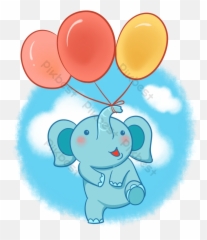 Cartoon Baby Elephant Balloon Png Element Png Images Psd - Balloon Emoji,Elephant Emoticon For Facebook