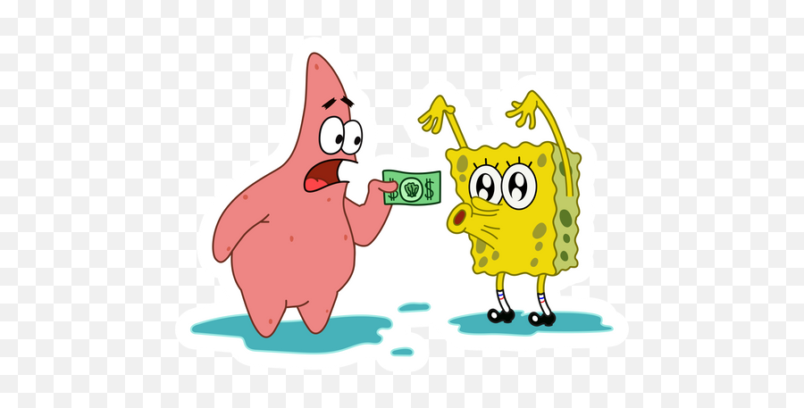 Spongebob And Patrick With Dollar Sticker In 2021 Emoji,Emoticon Colon Withdollar Sign