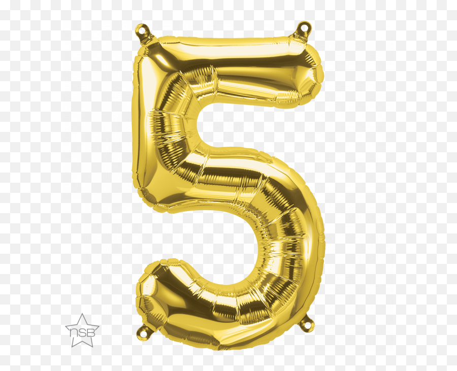 16 Number Age 55th Birthday - Five Gold Shape Foil Golden Balloon Number 5 Png Emoji,Marvel Emoji Keyboard