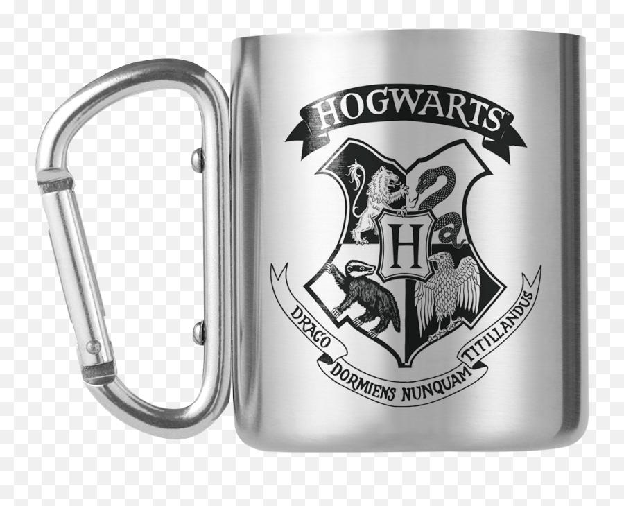 Harry Potter Hogwarts Carabiner Mug - Hogwarts Crest Black And White Emoji,Harry Potter Glasses Emoji