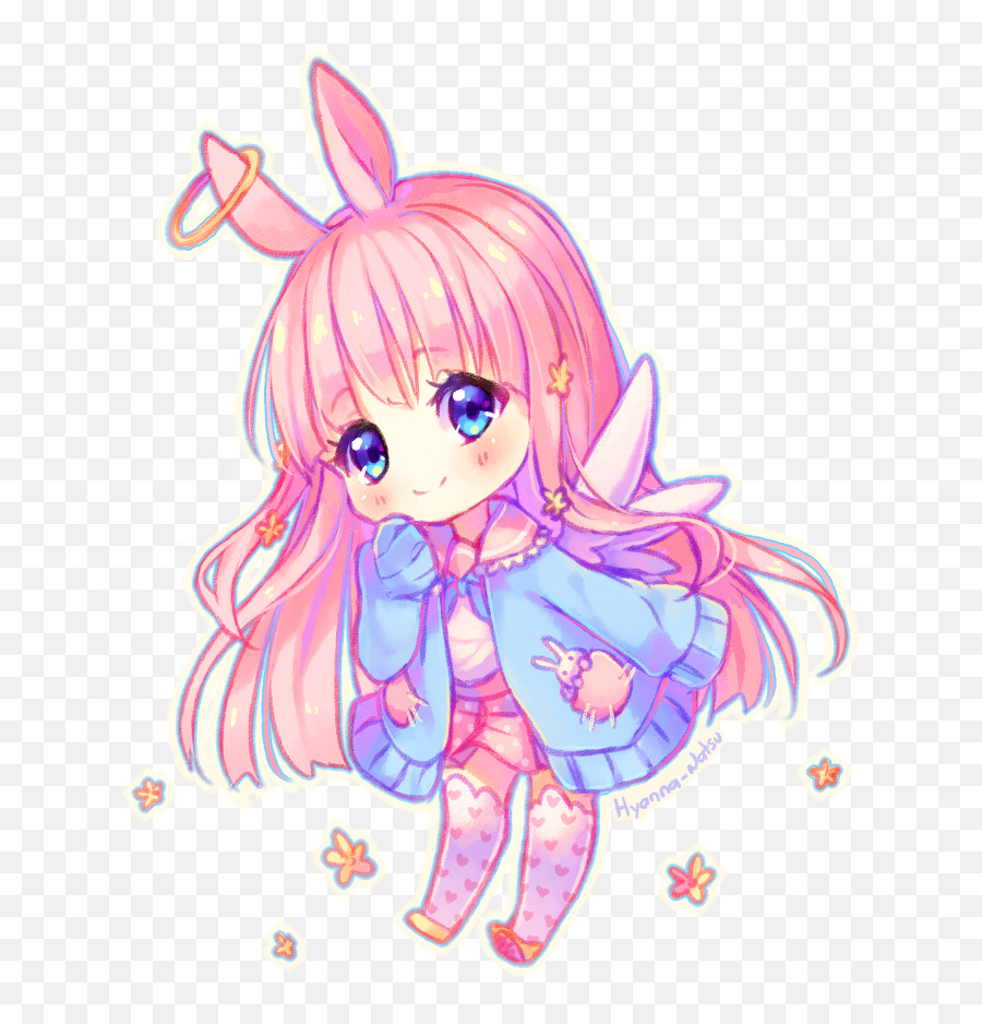 Chibi Kawaii Cute Anime Girl Bunny - Anime Chibi Cute Girl Emoji,Bunny Girls Emoji